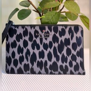 kate spade Black Leopard Print Zip Wristlet